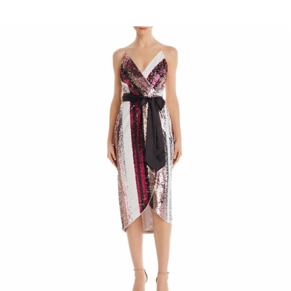 Aidan Sequin Wrap Dress - Black multicolor - Picture 1 of 6
